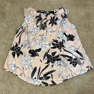 Worthington Sleeveless Floral Blouse Sz S Pink Black White Business Career